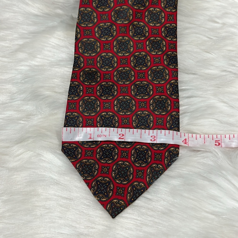 Vintage Christian Dior Monsieur Silk Red Green Tie - Picture 3 of 7